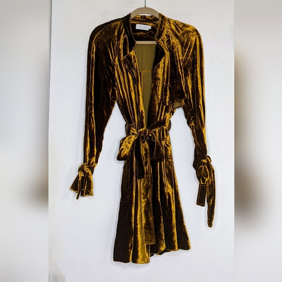 A.L.C. • Kendall Velvet Trench Dress Ochre as seen on Kendall Jenner - Picture 8 of 11